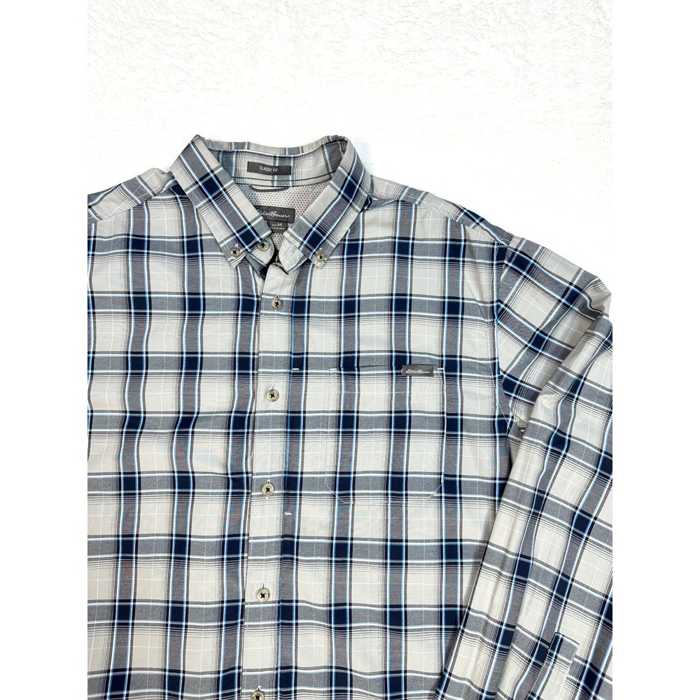 Eddie Bauer Shirt‎ Travex M classic blue plaid fishing outdoor gorpcore - Picture 2 of 11